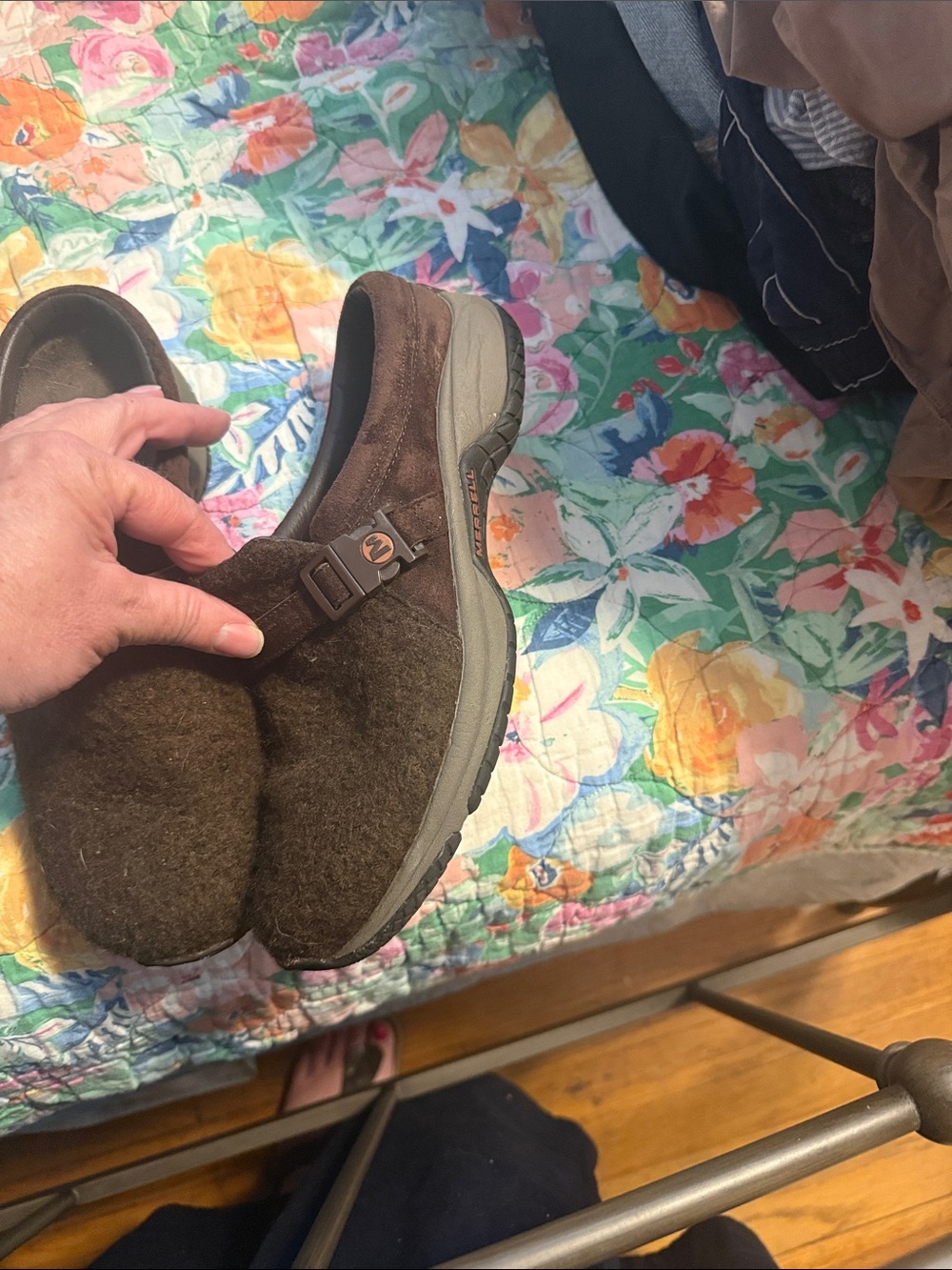 Merrell Brown Wool-Textured Slip-On Clogs - Picture 4 of 4